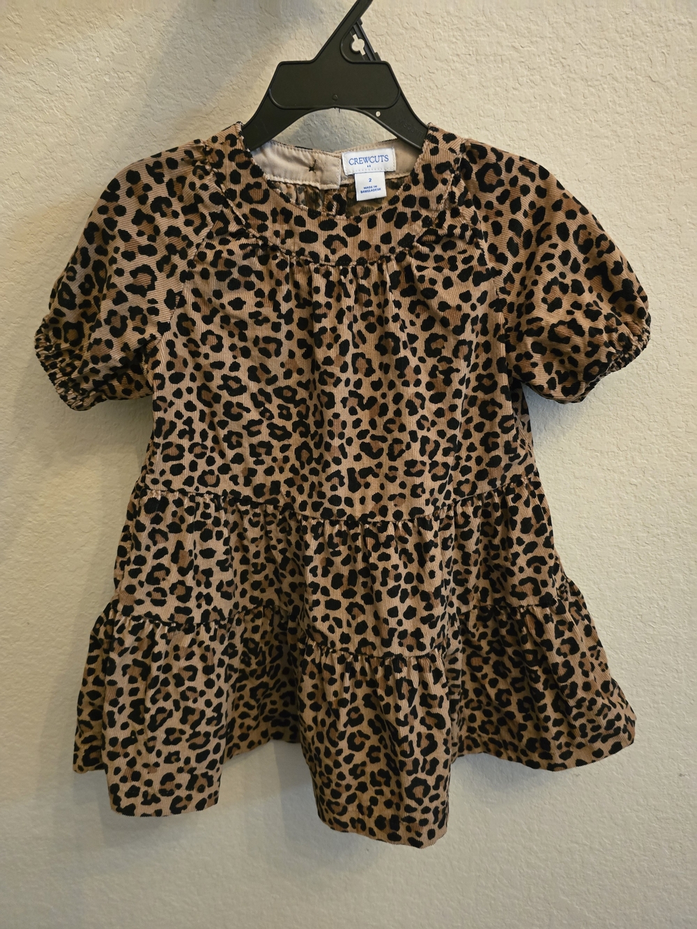 Crewcuts Leopard Print Tiered Dress - Brown & Black